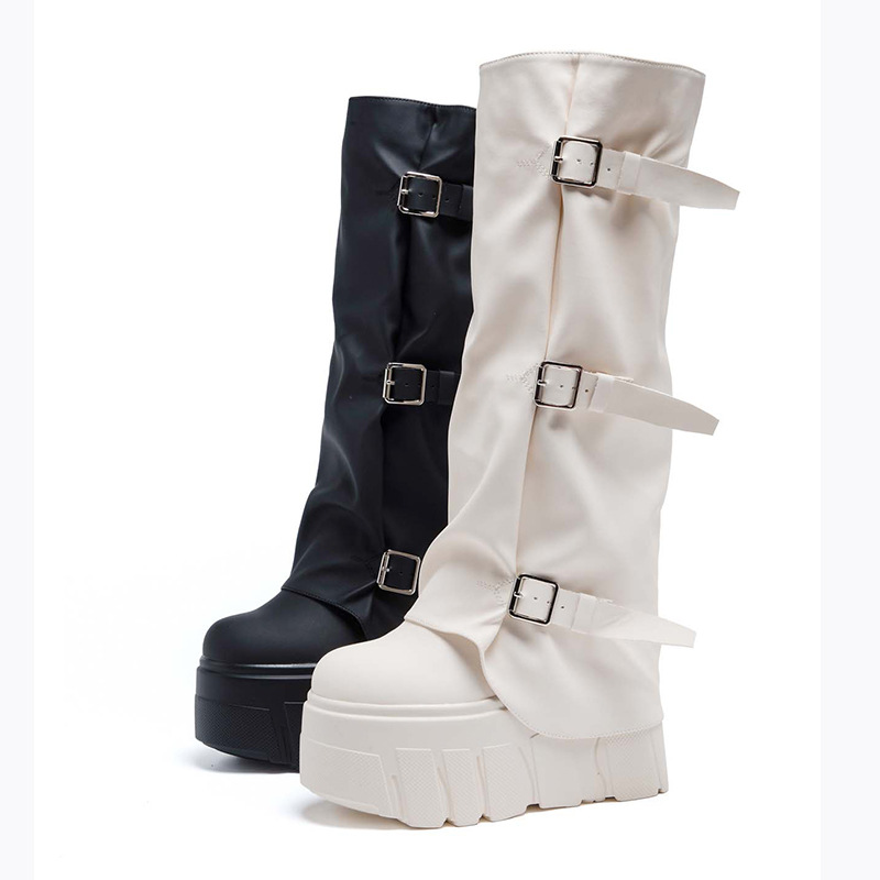 Zip Up Boots Short - Sepatu Boots Wanita Tinggi Selutut Hak