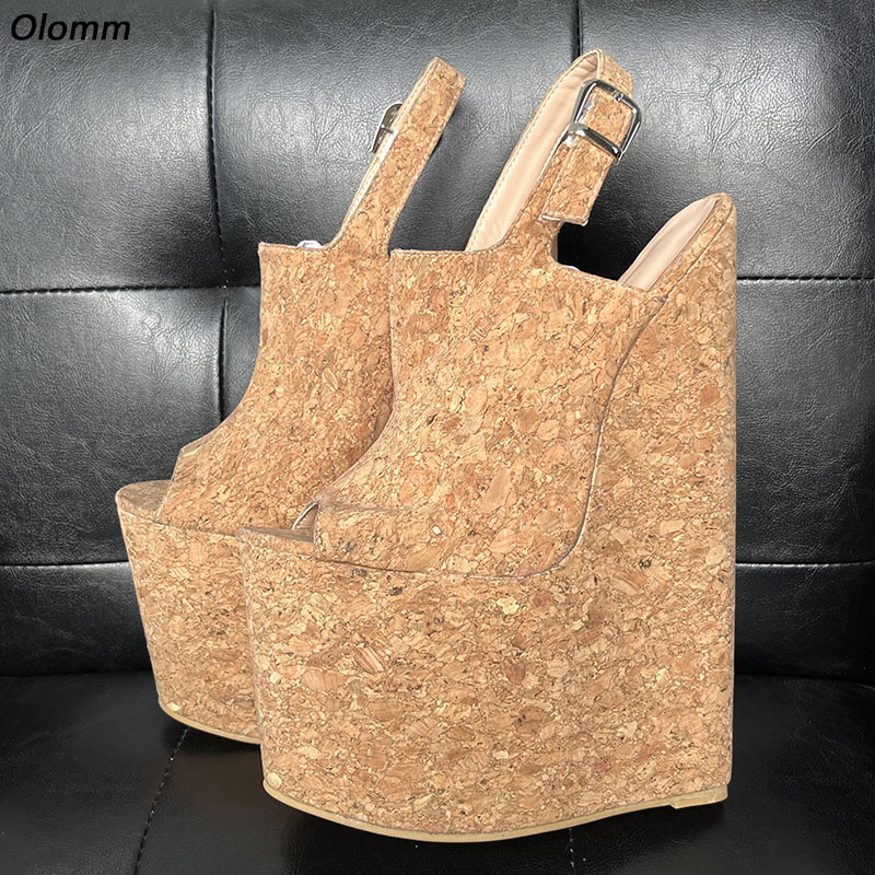 Cork Wedge Sandal - Olomm Sandal Platform Musim Panas Wanita