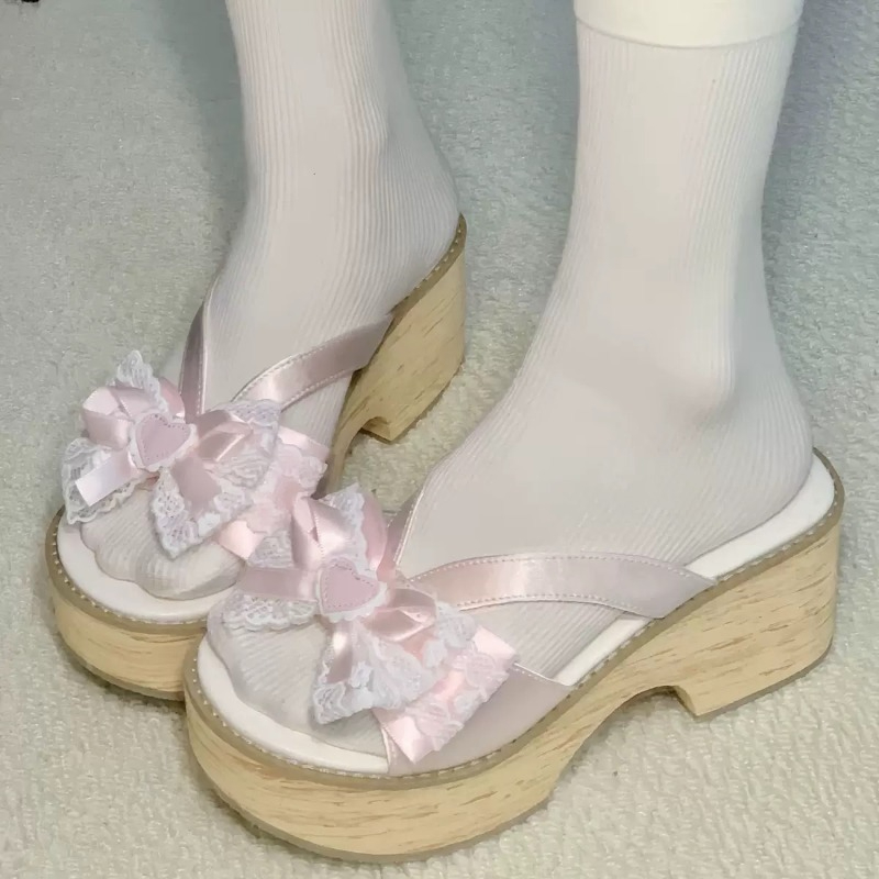 Women'S Shoes Quality - Sandal Platform Tebal Motif Kayu Sweet