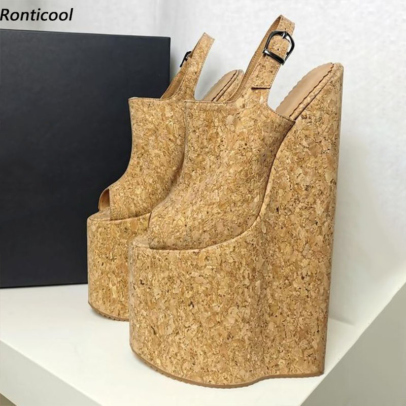 Cork Wedge Sandal - Ronticool Sandal Platform Wanita Baru Wedges
