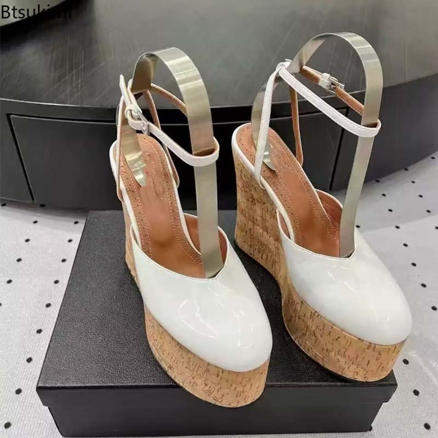 Cork Wedge Sandal - Sandal Wedges Kulit Paten Wanita Sepatu