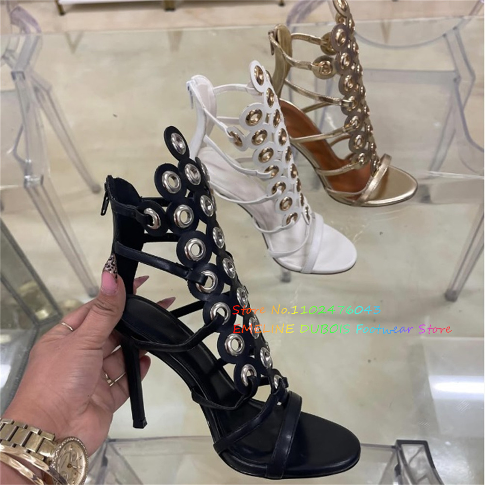 Women'S Shoes Trendy - Sandal Hak Tinggi Dekorasi Lingkaran Logam