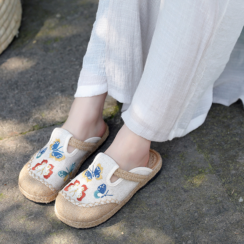 Women'S Shoes Vegan - 2025 Sandal Datar Mules Bordir Buatan
