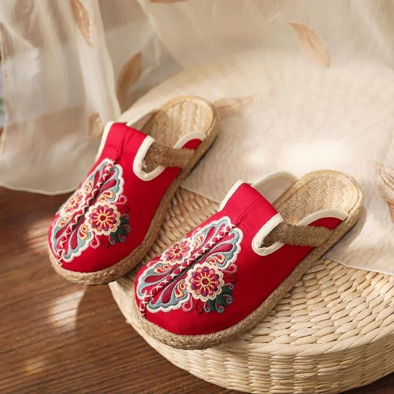 2025 Sandal Datar Mules Bordir - Women'S Shoes Vegan ulasan dan harga