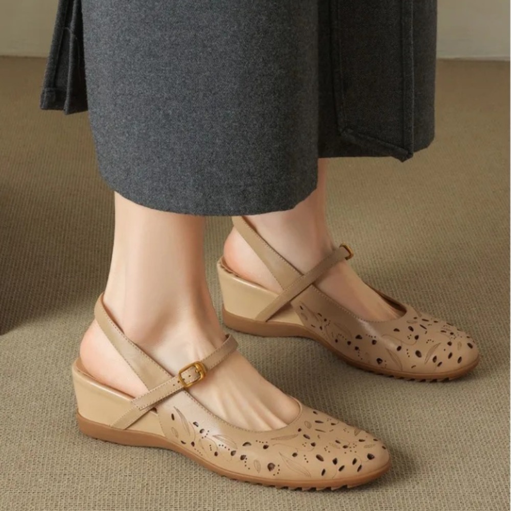 Sandal Wedge Slingback Kasual  - Cork Wedge Sandal ulasan dan harga