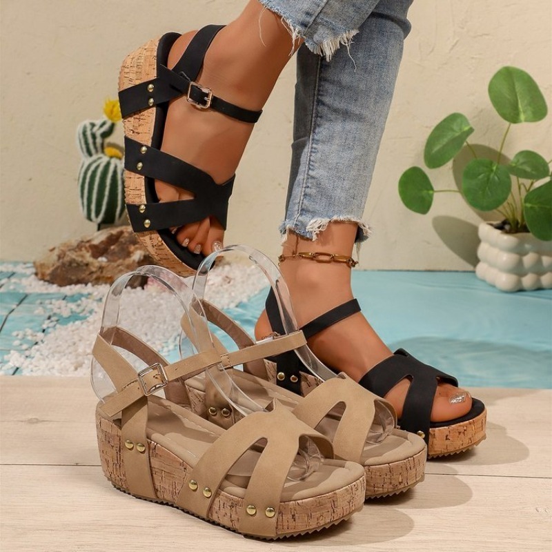 Sandal Platform Wanita Cork We - Cork Wedge Sandal ulasan dan harga