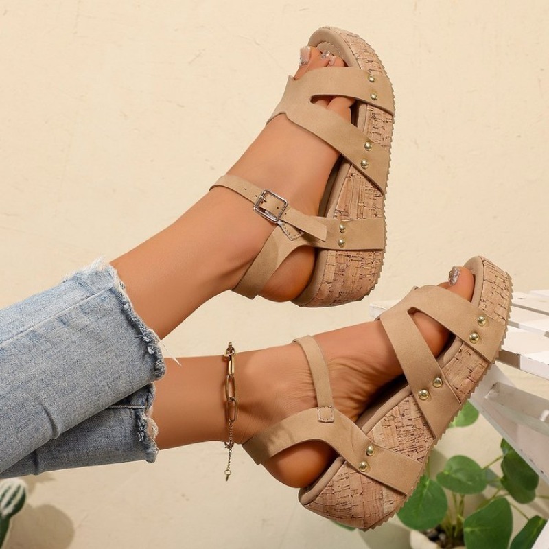 Sandal Platform Wanita Cork We - Cork Wedge Sandal ulasan dan harga