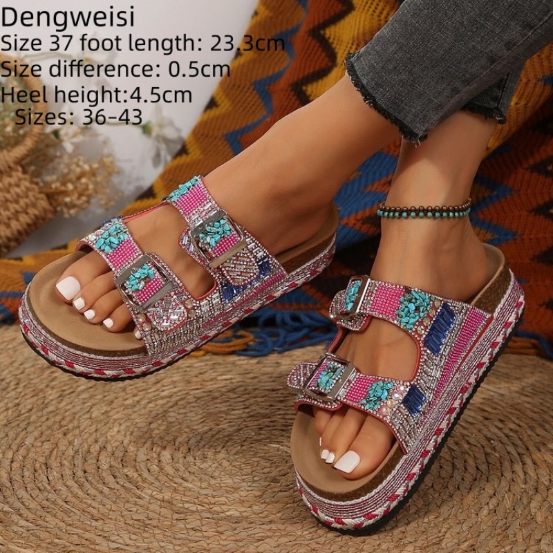 Sandal Wanita Platform Wedge B - Cork Wedge Sandal ulasan dan harga