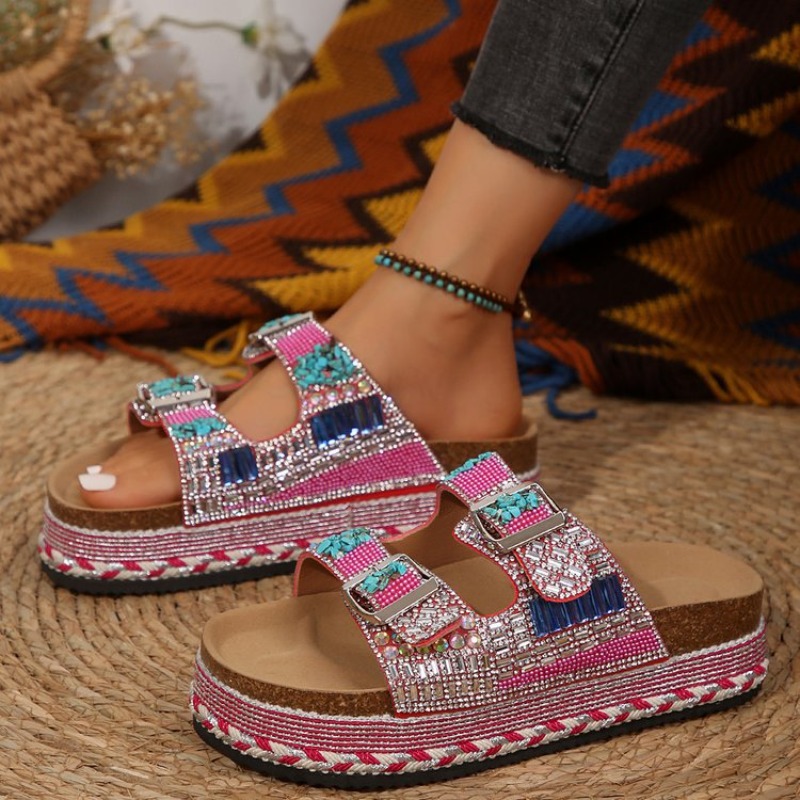 Sandal Wanita Platform Wedge B - Cork Wedge Sandal ulasan dan harga