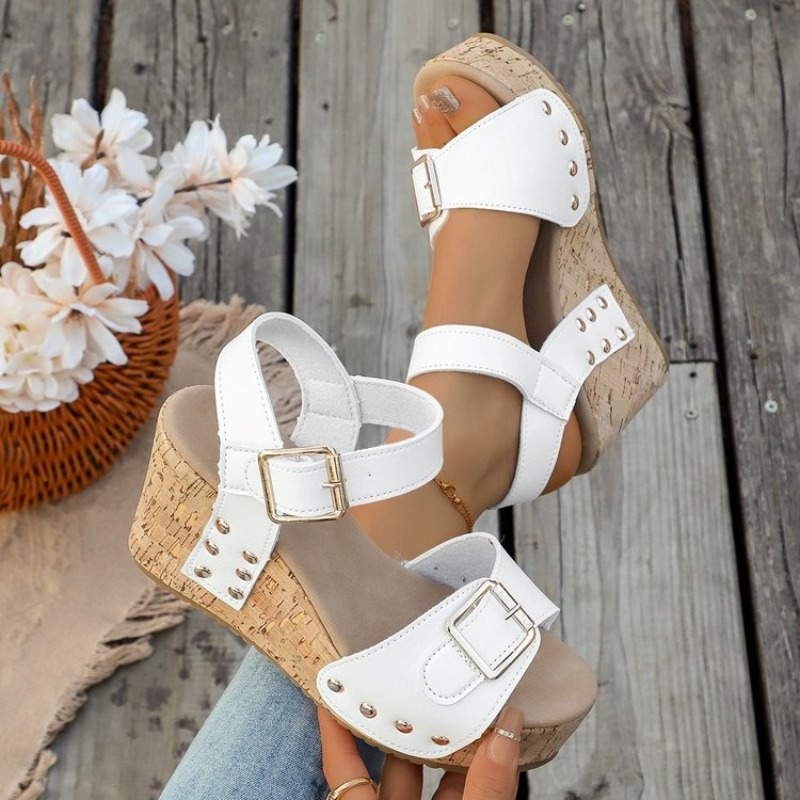 Sandal Wedge Wanita Musim Pana - Cork Wedge Sandal ulasan dan harga