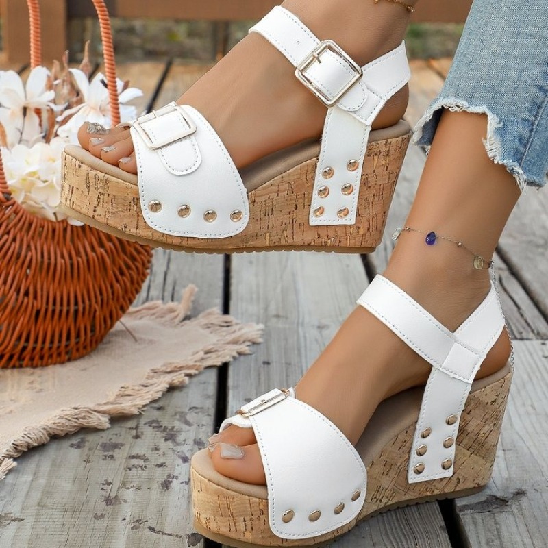 Sandal Wedge Wanita Musim Pana - Cork Wedge Sandal ulasan dan harga