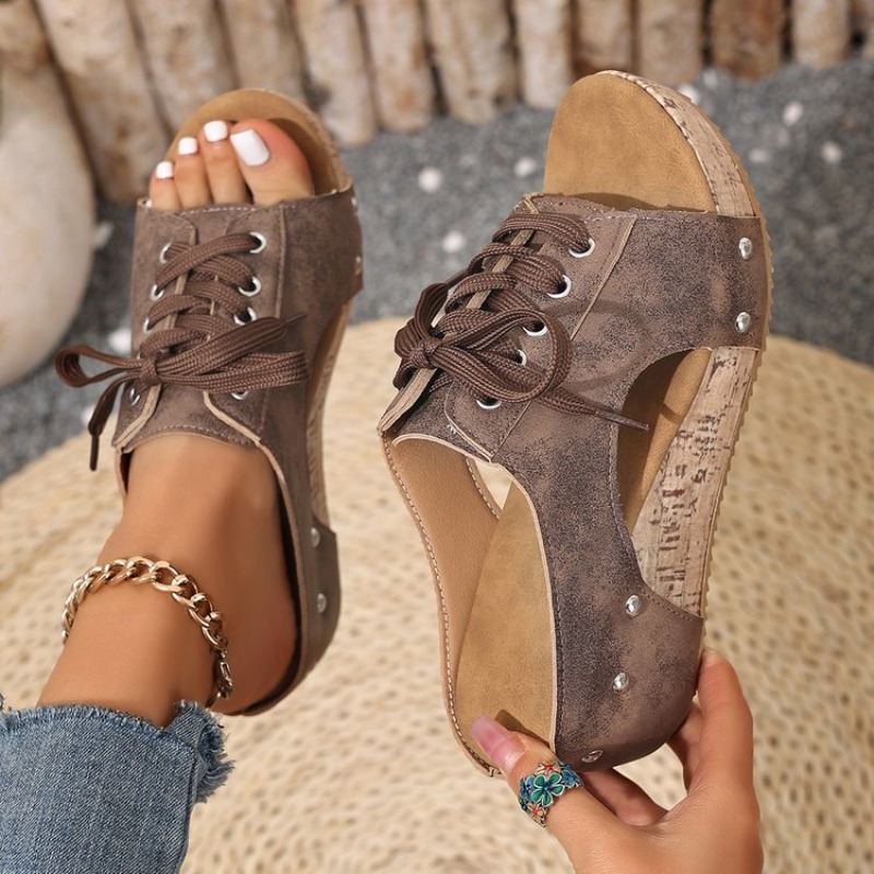 Sandal Wanita Wedge Open Toe M - Cork Wedge Sandal ulasan dan harga