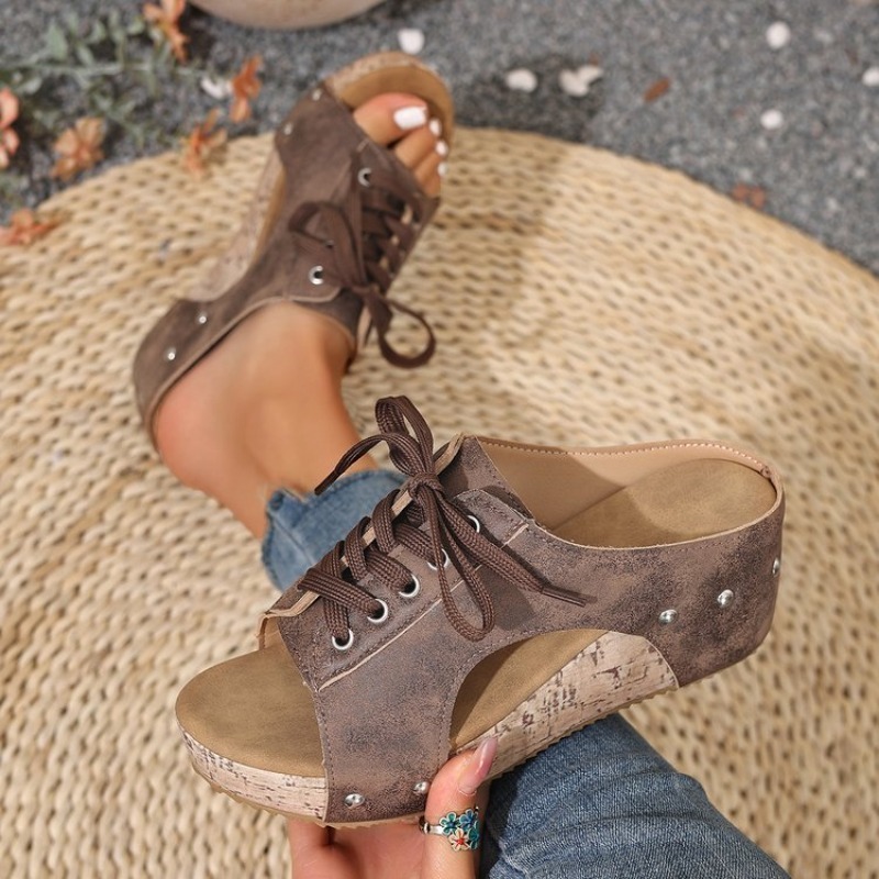 Sandal Wanita Wedge Open Toe M - Cork Wedge Sandal ulasan dan harga