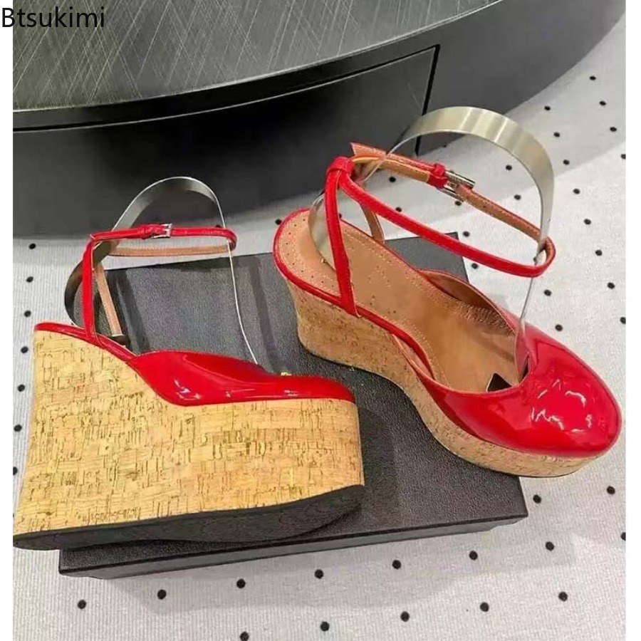 Sandal Wedges Kulit Paten Wani - Cork Wedge Sandal ulasan dan harga