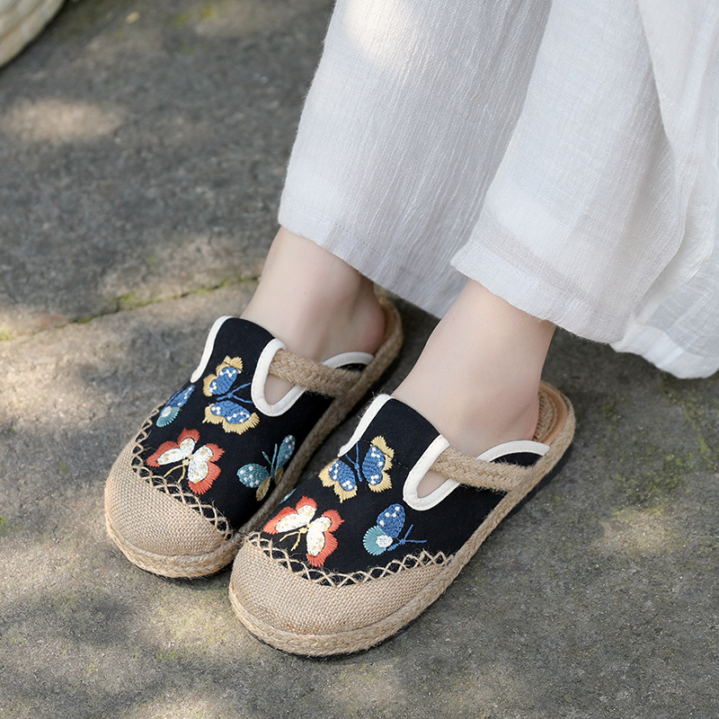 2025 Sandal Datar Mules Bordir - Women'S Shoes Vegan ulasan dan harga