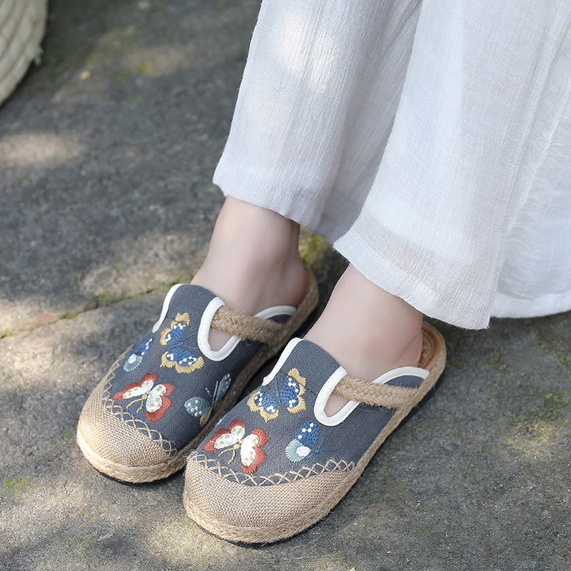 2025 Sandal Datar Mules Bordir - Women'S Shoes Vegan ulasan dan harga