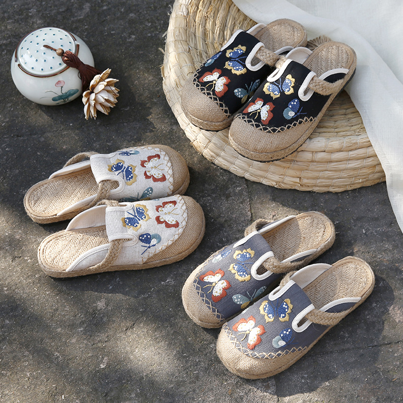 2025 Sandal Datar Mules Bordir - Women'S Shoes Vegan ulasan dan harga