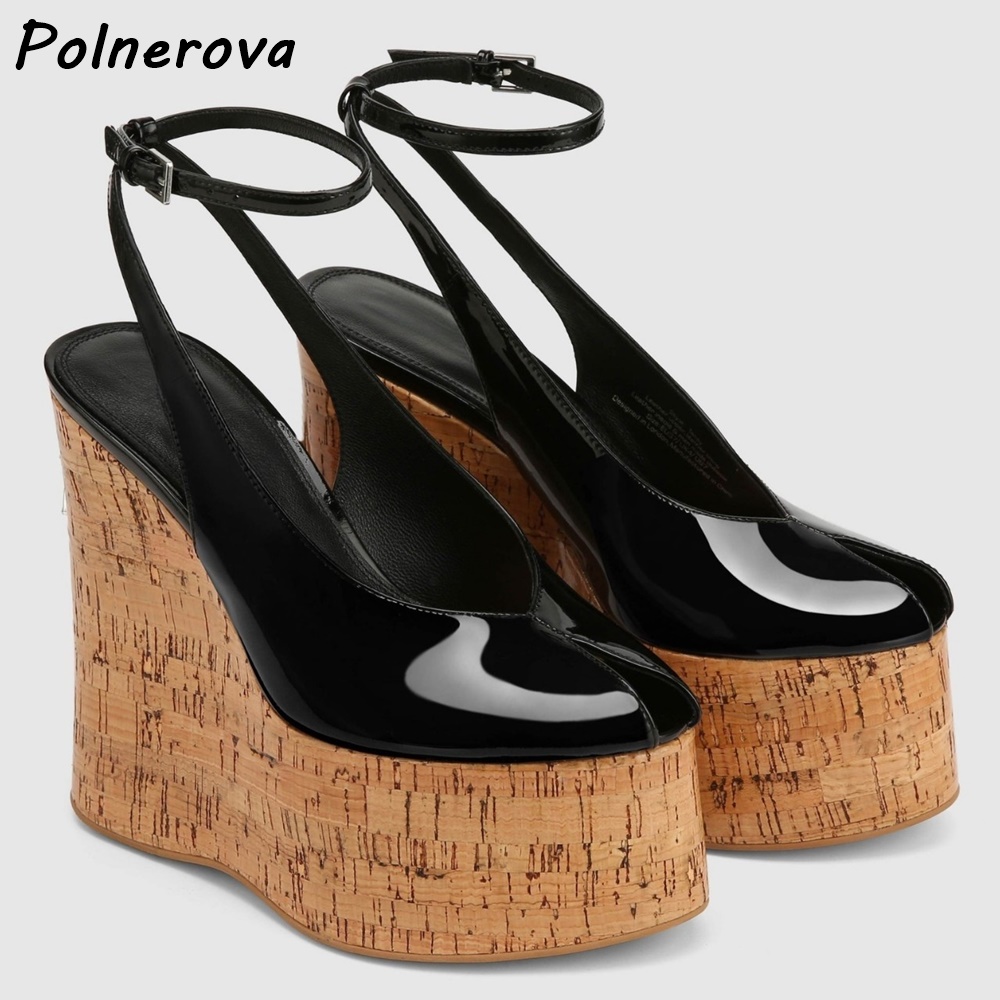 Sandal Platform Wedge Kulit Pa - Cork Wedge Sandal ulasan dan harga